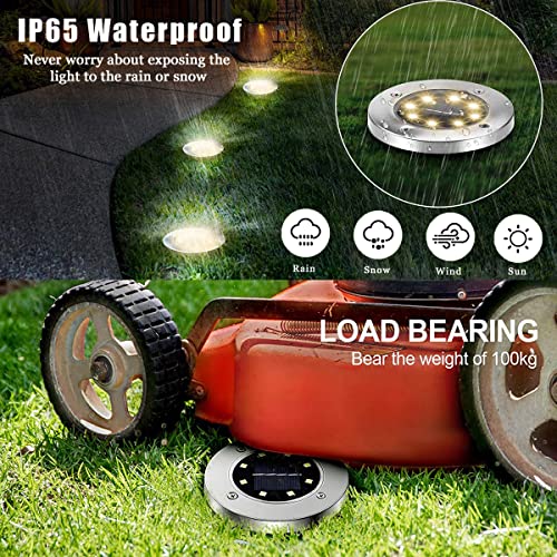 Solar Ground Lights-Upgraded Solar Outdoor Lights Waterproof,Solar Garden Lights Waterproof Bright in-Ground Outdoor Landscape Lighting for Pathway Lawn Patio Yard Deck Walkway (12 Pack)