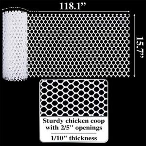 MAPORCH Durable 15.7" x10FT White Plastic Chicken Wire Mesh Fence: Lightweight, Customizable Netting for Garden, Poultry, Crafts - Versatile Fencing Solution, Hexagonal Design