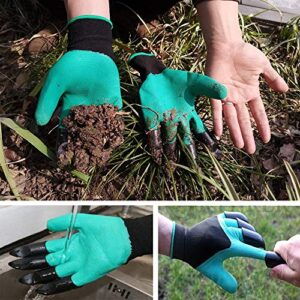 DCCPAA Garden Gloves with Claws 2 Pairs（Two Hands with Claws for Digging, Planting, Weeding, Seeding-Waterproof, Best Gardening Gifts for Men and Women-Purple