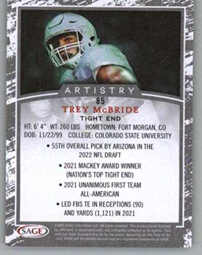 2022 SAGE Artistry Canvas #85 Trey McBride Colorado State Rams RC Rookie Football Trading Card