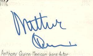 anthony quin mexican born actor movie autographed signed index card jsa coa