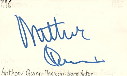 Anthony Quin Mexican Born Actor Movie Autographed Signed Index Card JSA COA