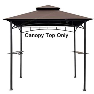 APEX GARDEN Replacement Canopy Top CAN ONLY FIT for Model #L-GG001PST-F 5' X 8' Brown Double Tiered Canopy Grill BBQ Gazebo (Top Only) (Brown)