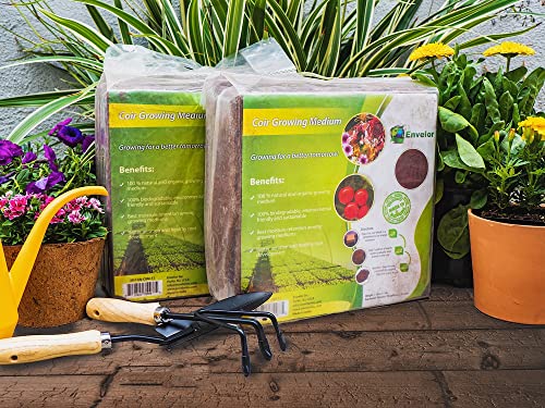 Envelor Coco Coir Brick Coconut Fiber for Plants Natural Garden Soil for Vegetables Potting Soil Block Coco Peat Coco Coir Bulk Coconut Husk Planting Soil 10 lbs Compressed Coconut Coir Brick, 1 Pack