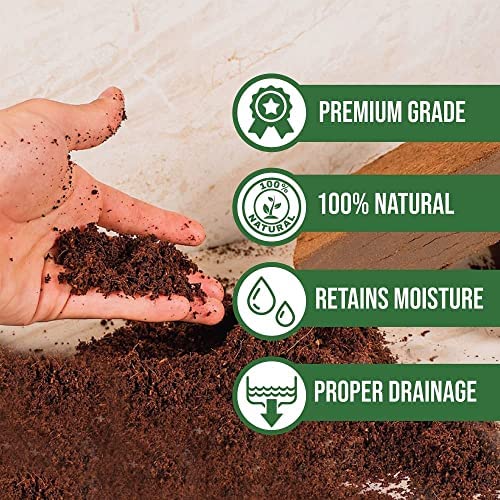 Envelor Coco Coir Brick Coconut Fiber for Plants Natural Garden Soil for Vegetables Potting Soil Block Coco Peat Coco Coir Bulk Coconut Husk Planting Soil 10 lbs Compressed Coconut Coir Brick, 1 Pack