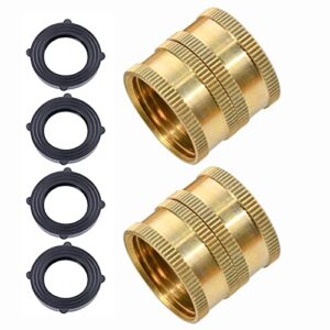 sanpaint 2 pack 3/4″ garden hose connector with dual swivel for male hose to male hose, double female