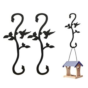 yilongda bird feeder house hanger hooks for outside, decorative heavy duty plant hangers hooks outdoor, s garden hooks extender for hanging hummingbird, wind chimes, flower basket(2pcs/hummingbird)