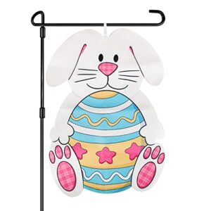 easter garden flag outdoor decorations for outside double-sided printed, cute rabbit egg yard flags house yard spring seasonal decoration 13.6 x 19.7 inch