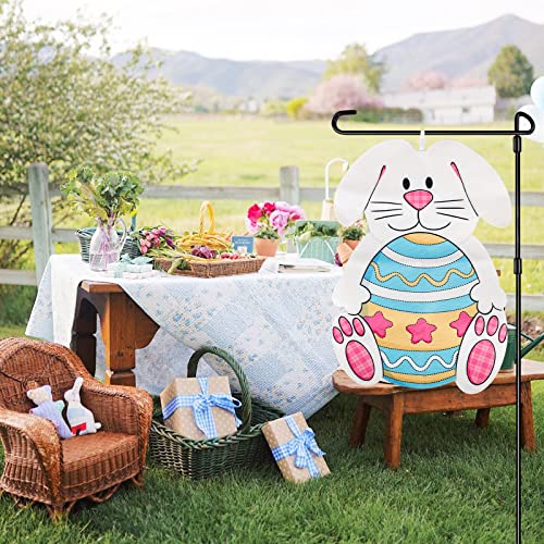 Easter Garden Flag Outdoor Decorations for Outside Double-Sided Printed, Cute Rabbit Egg Yard Flags House Yard Spring Seasonal Decoration 13.6 x 19.7 Inch