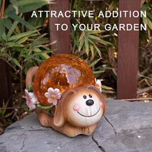 Garden Puppy Statues Outdoor Decor, Solar Lights Outdoor Statue Garden Decorations Solar Dog Ornaments for Patio Yard Lawn Decor Birthday Housewarming Garden Gift