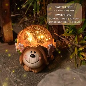 Garden Puppy Statues Outdoor Decor, Solar Lights Outdoor Statue Garden Decorations Solar Dog Ornaments for Patio Yard Lawn Decor Birthday Housewarming Garden Gift