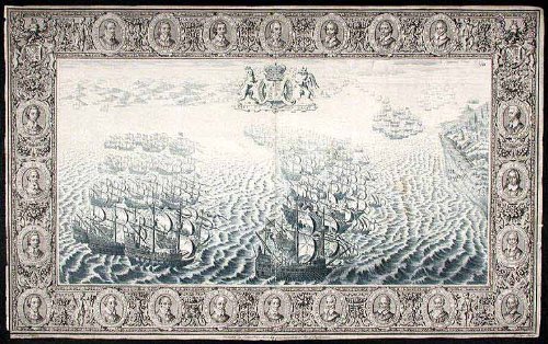 [Plate illustrating the defeat of the Spanish Armada by the English Fleet under the command of Lord Howard of Effingham in 1588]