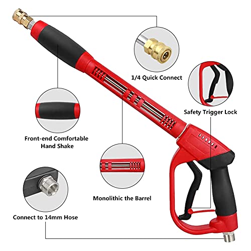 CHAVOR Upgraded Pressure Washer Gun with Extension Replacement Wand, M22 Fitting,7 Inch 30 Degree Curved Rod, 5 Nozzle Tips, 5000 PSI, 47 Inch