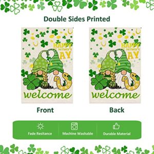 St Patrick's Day Garden Flag Welcome Garden Yard Flag Irish Decor Holiday Garden Flags Spring Home Decor Double Sided Rustic Farmland Yard Lawn House Decorative Banners 12.6 x 18.5 inch