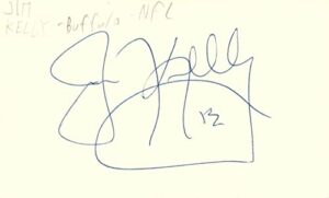 jim kelly buffalo for nfl football player autographed signed index card jsa coa