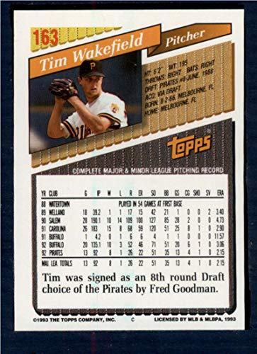 1993 Topps #163 Tim Wakefield NM-MT Pittsburgh Pirates Baseball