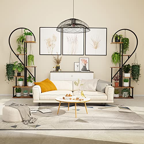 POTEY 6 Tier Metal Plant Stand, Creative Half Heart Shape Ladder Plant Stands for Indoor Plants Multiple, Black Plant Shelf Rack for Home Patio Lawn Garden (2 Pack)