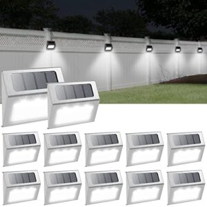 solar powered step lights,12 pack solar deck step lights outdoor, stair lights waterproof for driveway, fence, patio, garden, pathway, cold white