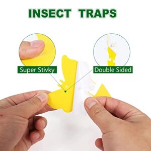 48 Pcs 4 Shapes Yellow Sticky Traps for Fruit Fly, Whitefly, Fungus Gnat, Mosquito and Fly, Sticky Insect Catcher Traps for Indoor/Houseplants/Kitchen, Extremely Sticky, Non-Toxic, Pet & Kid Safe