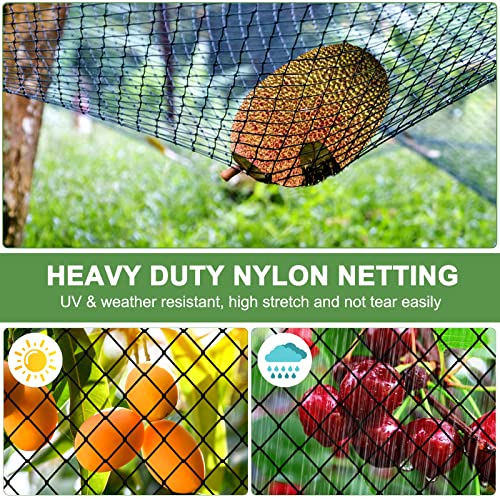 Bird Netting, Garden Netting with 3/4” Mesh Net as Poultry Netting for Chicken Coop, Heavy Duty Nylon Netting for Garden Protection, Fruit Tree Netting for Orchard, Vegetable Against Squirrels, Deer