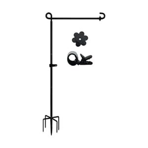 lccbro garden flag stand holder heavy duty with 5 prong base for outside double flag, more stable yard flag stand weather proof, for flags up to 13″ wide (flag stand only)