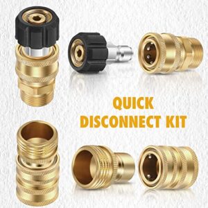 16 Packs Pressure Washer Adapter Set Connect Disconnect Kit Includes M22 Swivel to 1/2 Inch Connect 3/8 Inch to Quick Release 3/8 Inch Plug 1/2 Inch Plug 3/4 Inch Swivel Female Male for Garden Hoses