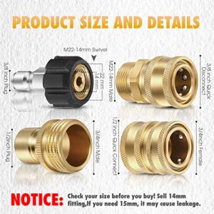 16 Packs Pressure Washer Adapter Set Connect Disconnect Kit Includes M22 Swivel to 1/2 Inch Connect 3/8 Inch to Quick Release 3/8 Inch Plug 1/2 Inch Plug 3/4 Inch Swivel Female Male for Garden Hoses