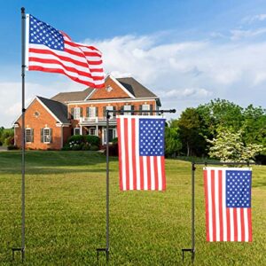 aitjunz 3 in 1garden flag stand with flag, garden flag holder height adjustable from 2.4-8ft, tangle free garden flag pole, wind resistant/rust free/black