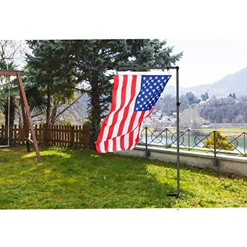 Aitjunz 3 in 1Garden Flag Stand with Flag, Garden Flag Holder Height Adjustable from 2.4-8FT, Tangle Free Garden Flag Pole, Wind Resistant/Rust Free/Black