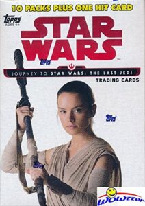 2017 topps journey to star wars: the last jedi exclusive factory sealed retail box with 10 packs & very special emblem card! includes 10 parallels & 10 insert cards! look for autographs! wowzzer!