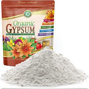 organic gypsum – made in usa – calcium sulfate dihydrate powder – garden soil amendment fertilizer for lawns, plants, mushroom cultivation. calcium & sulfur additive. cures blossom end rot in tomatoes
