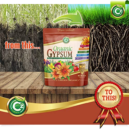 Organic Gypsum - Made in USA - Calcium Sulfate Dihydrate Powder - Garden Soil Amendment Fertilizer for Lawns, Plants, Mushroom Cultivation. Calcium & Sulfur Additive. Cures Blossom End Rot in Tomatoes