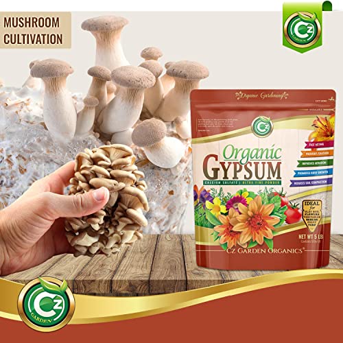 Organic Gypsum - Made in USA - Calcium Sulfate Dihydrate Powder - Garden Soil Amendment Fertilizer for Lawns, Plants, Mushroom Cultivation. Calcium & Sulfur Additive. Cures Blossom End Rot in Tomatoes