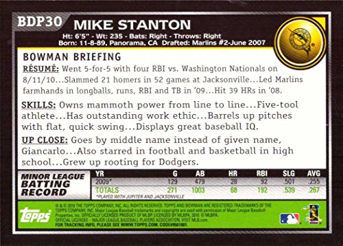 2010 Bowman Draft Picks Baseball #BDP30 Giancarlo (Mike) Stanton Rookie Card