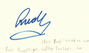 rudy ruettiger college football movie based on him signed index card jsa coa