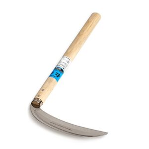 Nisaku NJP130 MIkadukigama Grass and Weeding Sickle, Japanese 7 Curved Blade, 14.25-Inch Polished Hardwood, Stainless Steel/Wood Handle