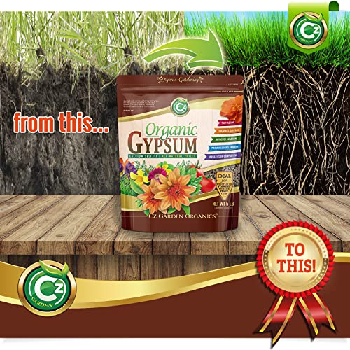 Organic Gypsum - Made in USA - Calcium Sulfate Dihydrate Granules - Garden Soil Amendment Fertilizer for Lawns, Plants, Calcium & Sulfur Additive. Cures Blossom End Rot in Tomatoes & Peppers