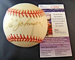 rare si johnson single signed official baseball for cardinals 1948 braves w/jsa coa