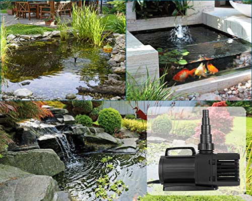 Homewell 5000 Gallons per Hour Electric Water Pump with 2 Nozzles Ultra Quiet Submersible Pump for Fountains, Waterfalls, Water Circulation, Koi Ponds Pump, Water Gardens (5000 GPH)