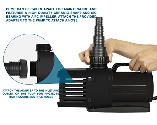 Homewell 5000 Gallons per Hour Electric Water Pump with 2 Nozzles Ultra Quiet Submersible Pump for Fountains, Waterfalls, Water Circulation, Koi Ponds Pump, Water Gardens (5000 GPH)