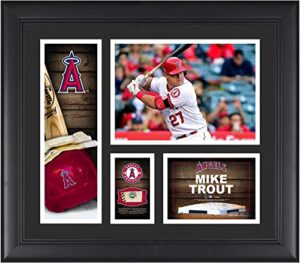 mike trout los angeles angels framed 15″ x 17″ player collage with a piece of game-used ball – mlb player plaques and collages