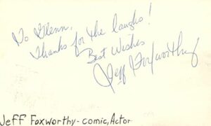 jeff foxworthy actor comedian movie autographed signed index card jsa coa