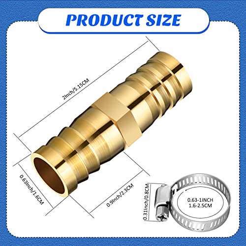 12 Pieces Hose Repair Connectors with Claps Brass Garden Hose Repair Kit Fitting Water Hose Repair Kit Solid Female Hose End Repair Small Garden Hose Parts and Connectors for Water Hose Repair Fitting