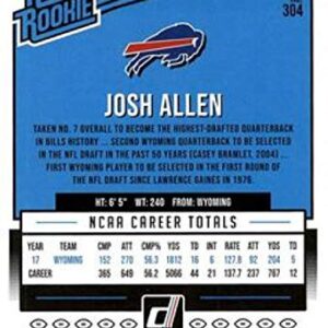 2018 Donruss Football #304 Josh Allen RC Rookie Card Buffalo Bills Rated Rookie Official NFL Trading Card