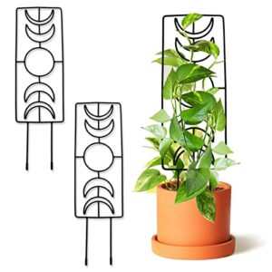 moon phase plant trellis indoor houseplant trellis for climbing plant 17.2″ small garden trellis potted plant metal wire trellis set of 2