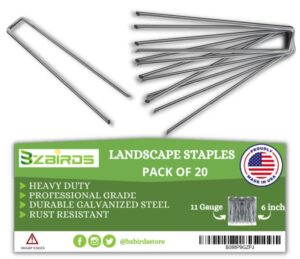 bzbirds usa made 6 inch 11 gauge garden landscape staples galvanized sod pins lawn stakes for weed barrier fabric, ground cover, holding fence and artificial turf