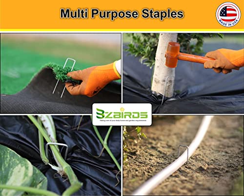 BzBirds USA Made 6 inch 11 Gauge Garden Landscape Staples Galvanized SOD Pins Lawn Stakes for Weed Barrier Fabric, Ground Cover, Holding Fence and Artificial Turf