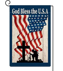 baccessor god bless america patriotic garden flag double sided, memorial day 4th of july independence day american star and strip yard flag outdoor outside holiday decoration 12 x 18 inch
