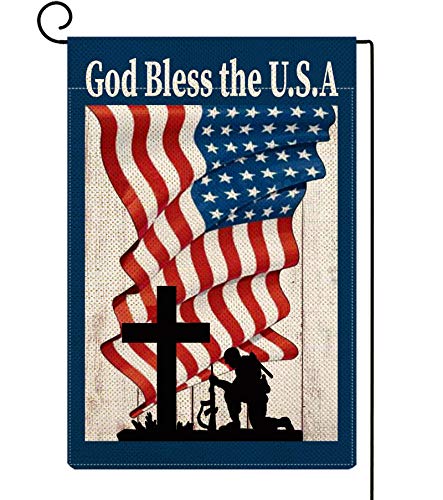 Baccessor God Bless America Patriotic Garden Flag Double Sided, Memorial Day 4th of July Independence Day American Star and Strip Yard Flag Outdoor Outside Holiday Decoration 12 x 18 Inch