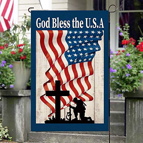 Baccessor God Bless America Patriotic Garden Flag Double Sided, Memorial Day 4th of July Independence Day American Star and Strip Yard Flag Outdoor Outside Holiday Decoration 12 x 18 Inch